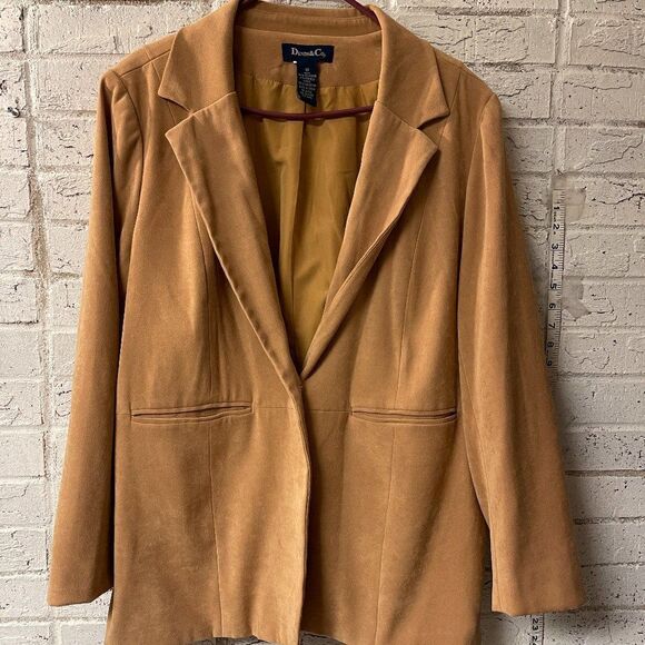 Denim & Co. Blazer Tan Plus Size Curvy 1X - Picture 1 of 12